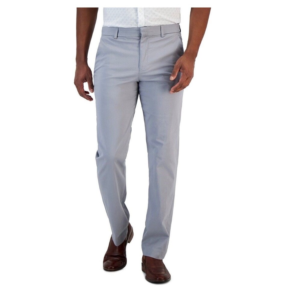 $95 NEW PERRY ELLIS Mens 33x32 Chiseled Stone Gray Cotton Soft Khaki/Chino Pants